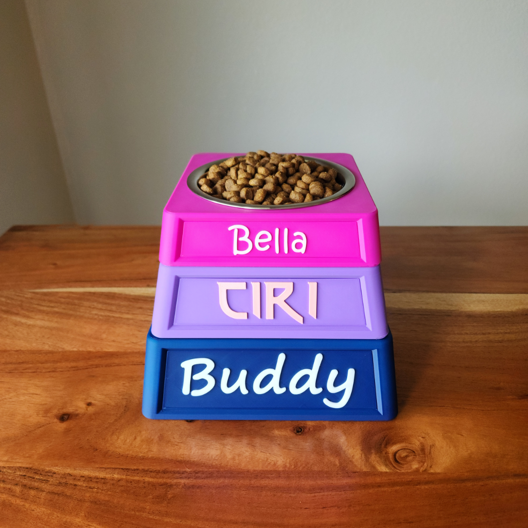 Personalized Dog Food Bowl Holder | 32oz Pet Food Bowl Stand