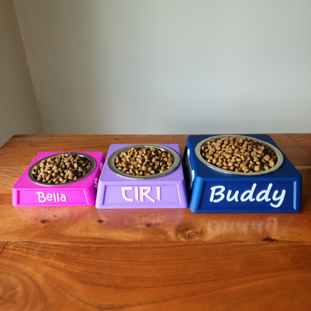 Personalized Dog Food Bowl Holder | 32oz Pet Food Bowl Stand