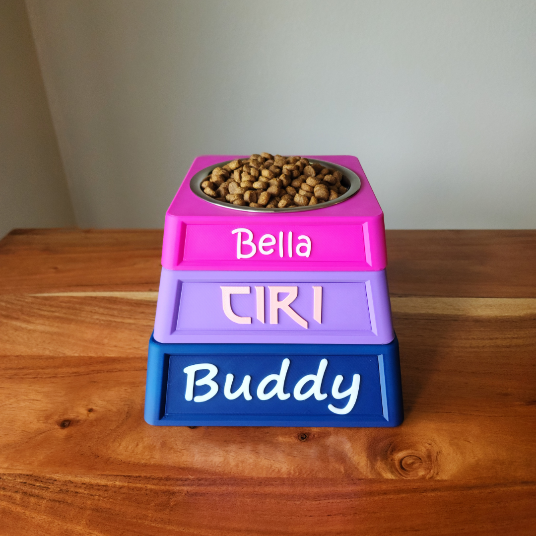 Personalized Dog Food Bowl Holder | 16oz Pet Food Bowl Stand