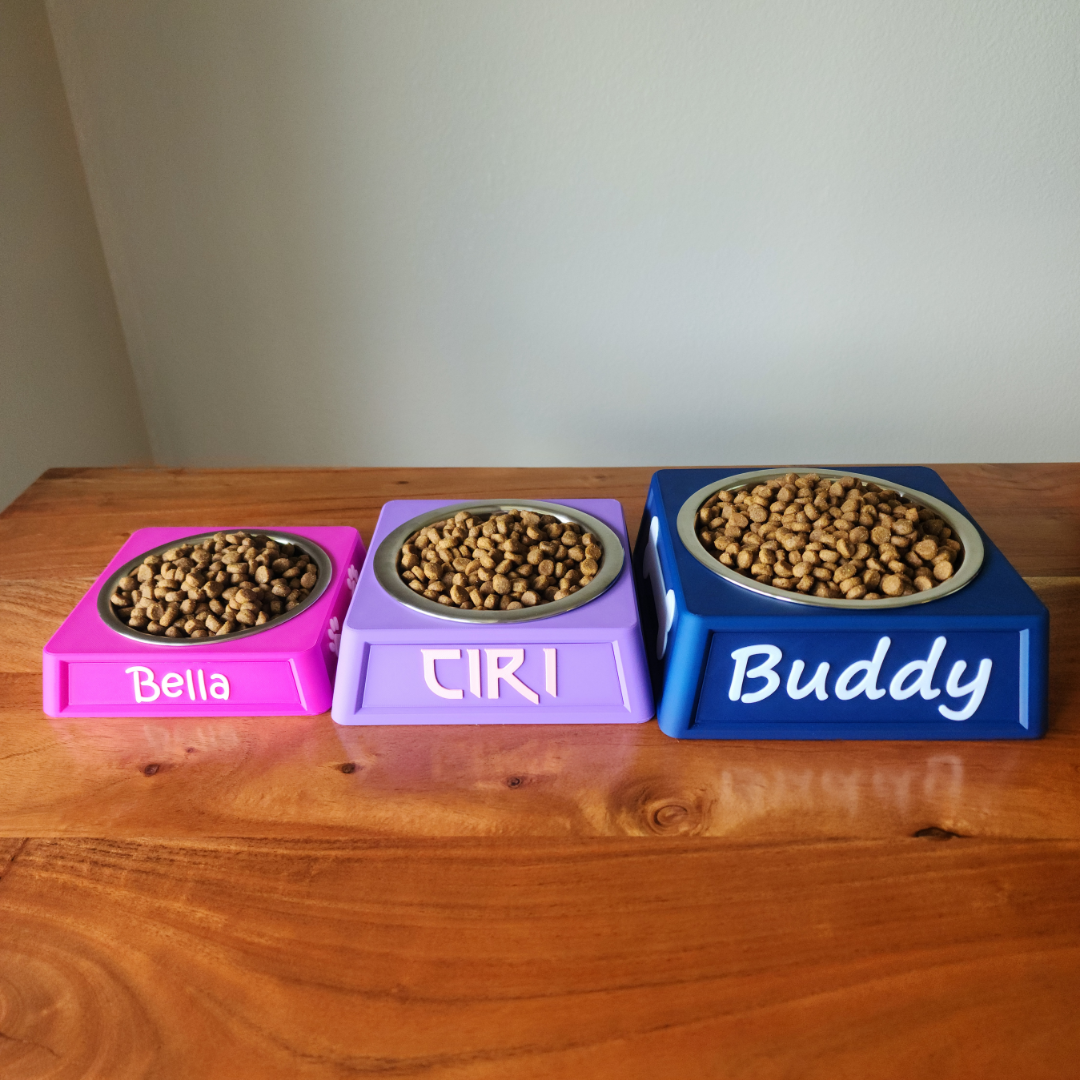 Personalized Dog Food Bowl Holder | 16oz Pet Food Bowl Stand