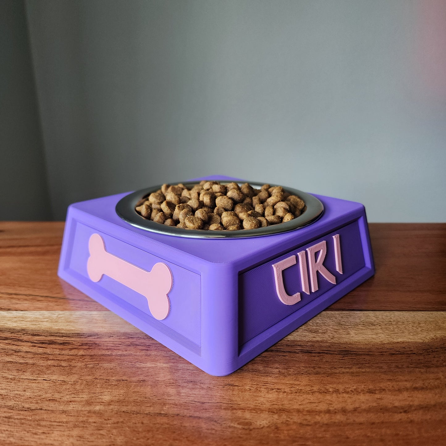 Personalized Dog Food Bowl Holder | 16oz Pet Food Bowl Stand