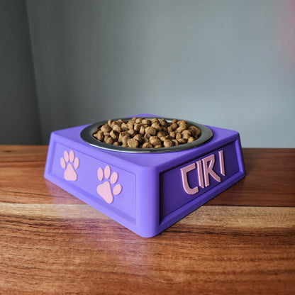 Personalized Dog Food Bowl Holder | 16oz Pet Food Bowl Stand