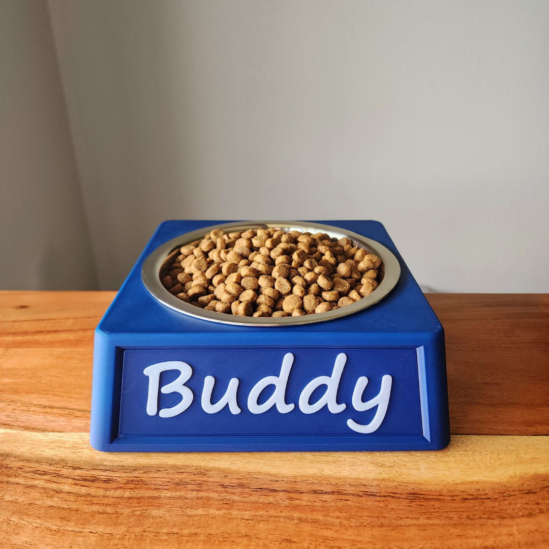 Personalized Dog Food Bowl Holder | 32oz Pet Food Bowl Stand