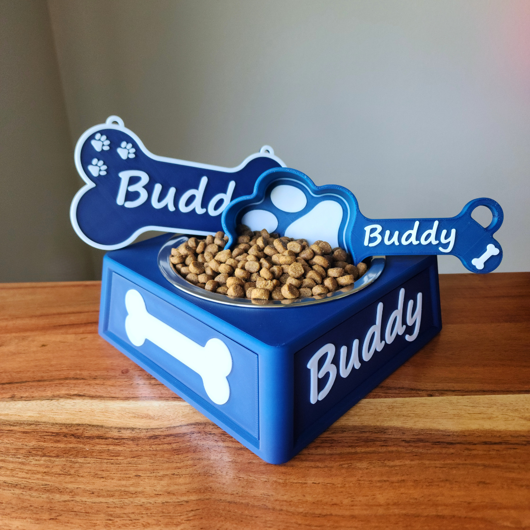 Bundle Offer! Personalized Dog Food Scoop, Nameplate, and Food Bowl