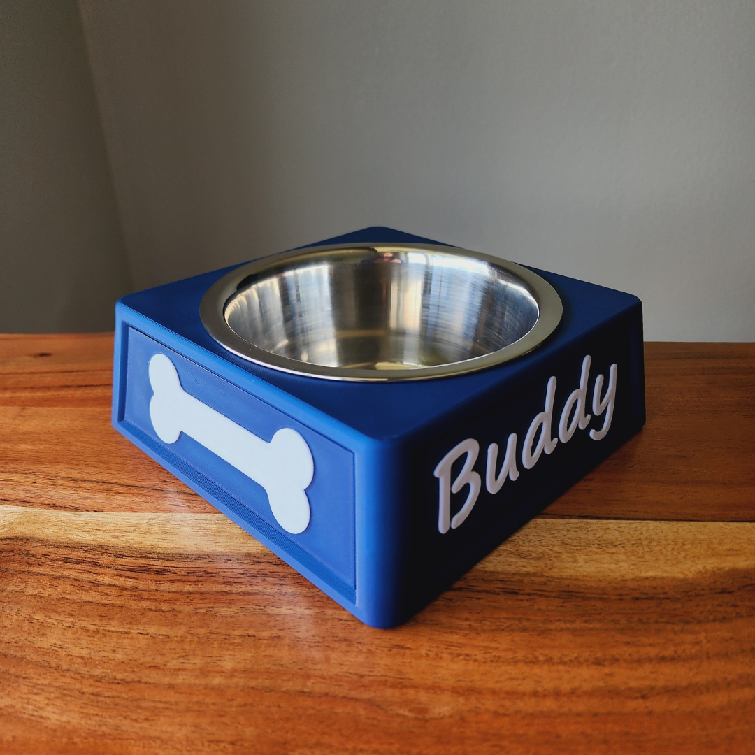 Personalized Dog Food Bowl Holder | 32oz Pet Food Bowl Stand