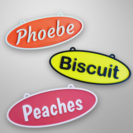 Personalized Pet Crate Sign | Custom Pet Cage Oval Nameplate