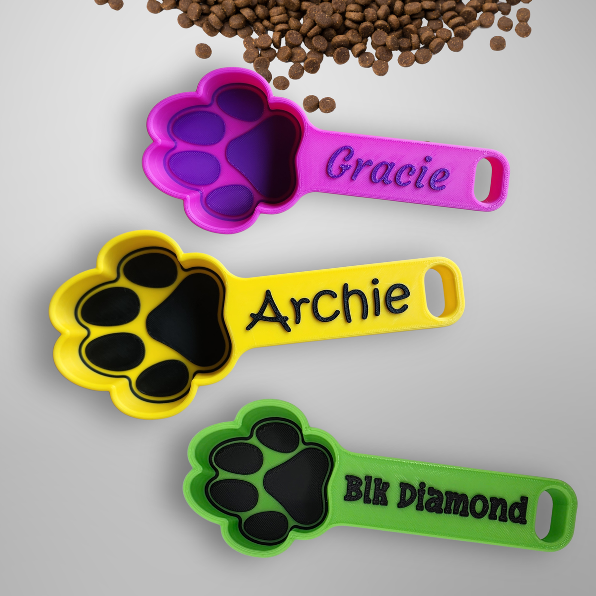 Personalized Dog Paw Food Scoop | Straight Handle Measuring Cup
