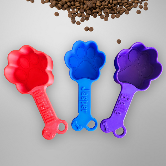 Personalized Paw Print Dog Food Scoop - Single Color | Measuring Cup