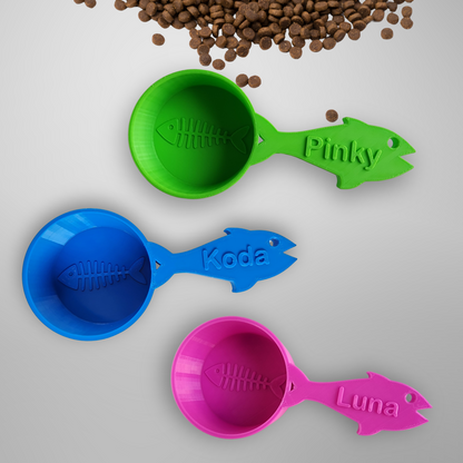 Personalized Cat Food Scoop with Fish Handle - Single Color | Measuring Cup