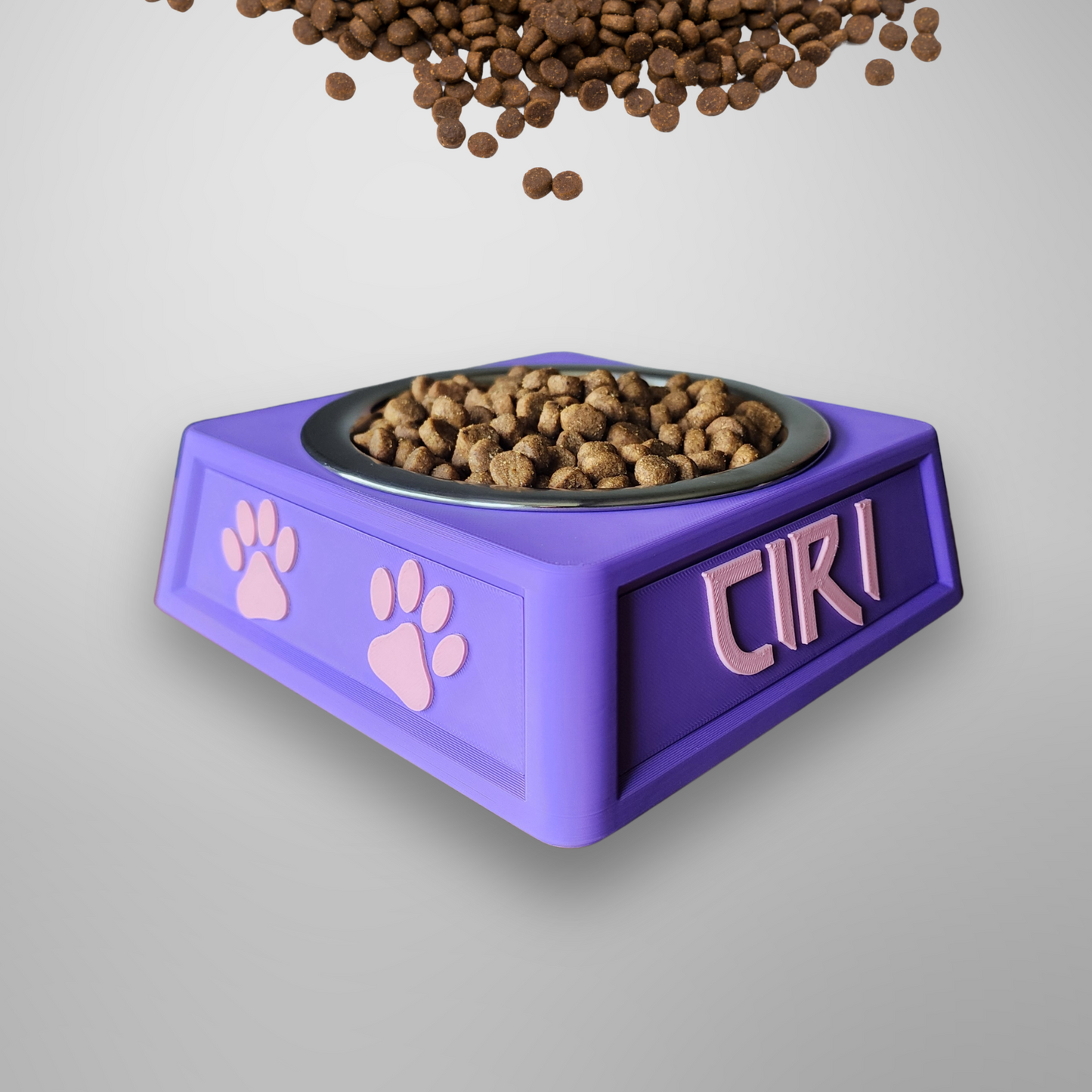 Personalized Dog Food Bowl Holder | 16oz Pet Food Bowl Stand