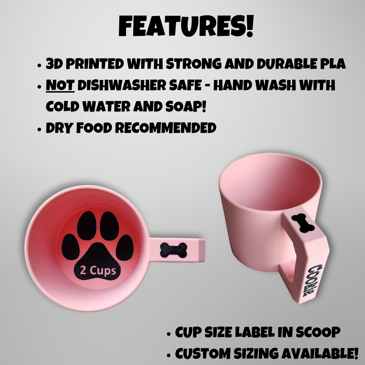 Personalized Dog Food Cup | Kibble Measuring Scoop