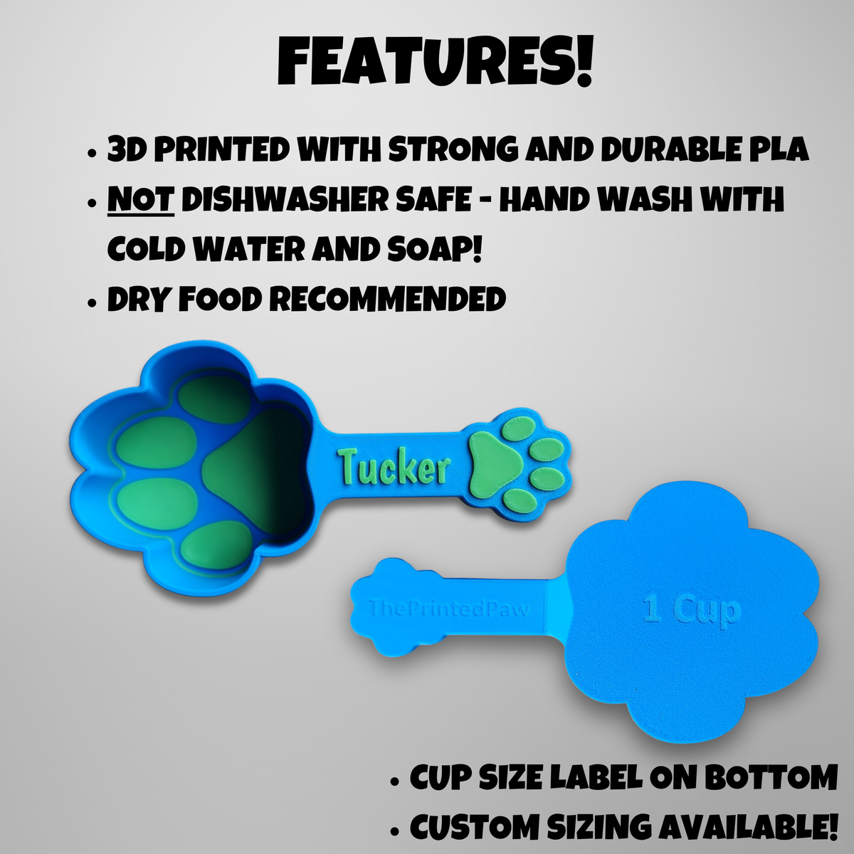 Personalized Double Paw Dog Food Scoop | Measuring Cup
