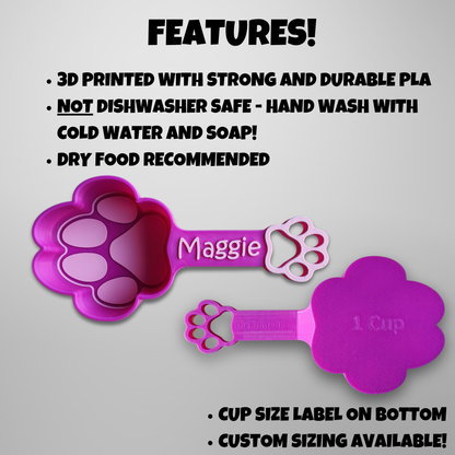 Personalized Double Paw Outline Dog Food Scoop | Measuring Cup